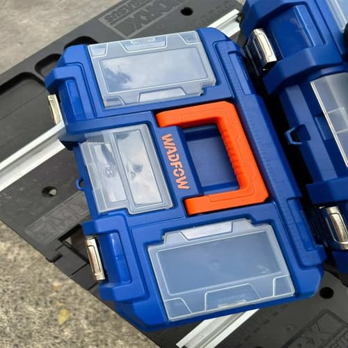 Caja De Herramientas 16 C/bandeja Gancho Metalico Wadfow Color Azul Y Naranja Azul/naranja