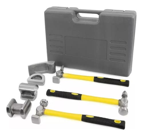 Kit De Martillos Y Aguantadores Chapista, 7 Piezas En Maleti