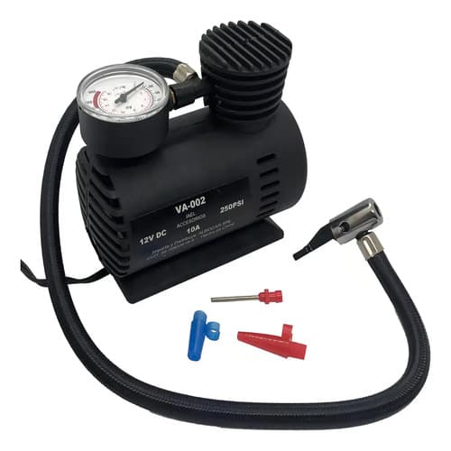 Compresor Inflador Aire Metal Auto Neumatico Portatil Color Negro Fase Eléctrica Bifásica