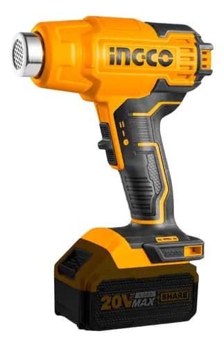 Soplador De Calor Ingco Térmico Profesional 20 V, Alimentado Por Batería, Aire Caliente Amarillo