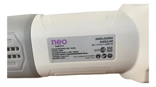 Amoladora Angular Disco 115mm Neo Aa11115/1/220vv 1200w Color Gris 50 Hz X 60 Hz