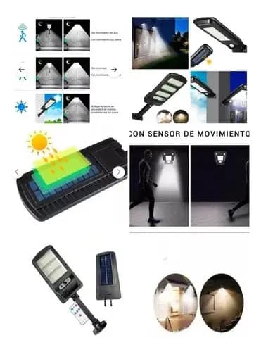 Focos Solares Led 60w, Sensor De Movimiento, Control Remoto Negro Blanco Frío