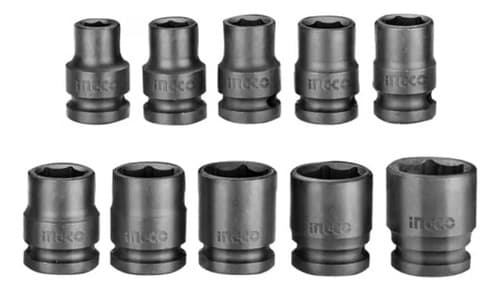 Juego 10 Dados De Impacto 1/2'' 10 A 24mm Ingco Hkissd12101