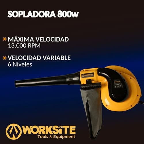 Sopladora Aspiradora Electrica Worksite 800w 13000rpm