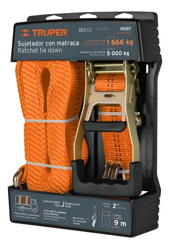 Sujetador Con Matraca Carga Máxima 5000 Kg, Truper Naranja