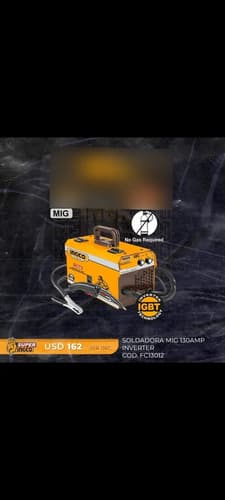 Soldadora Inverter Mig 130 Amper, Sin Gas Igbt Ingco Fc13012 Amarillo