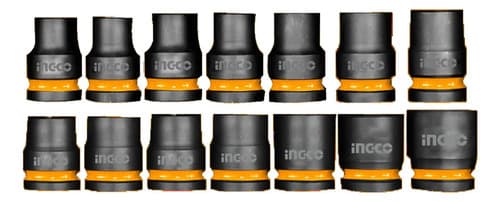 Kit Juego Tubos Impacto Encastre 1/2 Media X 14pzas Ingco Color Negro