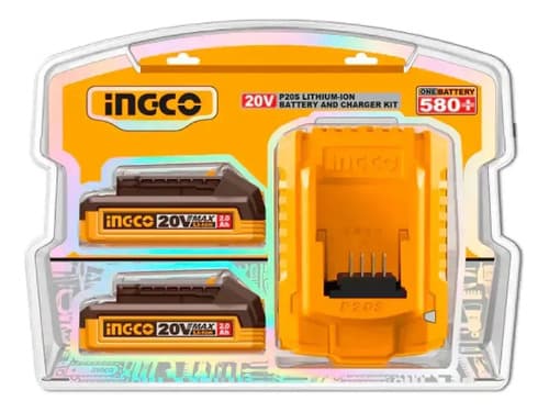 Set Cargador Rapido Ingco + 2 Baterias 2amp 20v