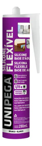 Silicona Flexible A Base De Agua Blanca 280 Ml Unipega