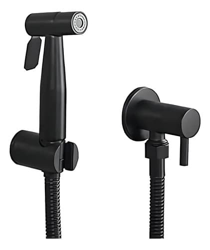 Ducha Higiénica Bidet Negro Mate Metal Hommy Con Grifería Y Manguera