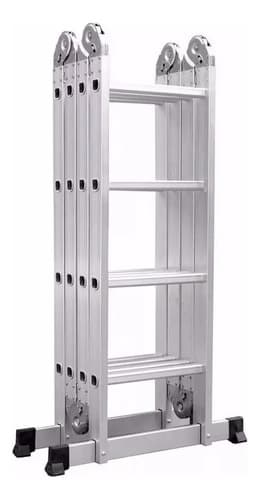 Escalera Aluminio Plegable Konan 4x4 4.7m Multipropósito Antideslizante Plateado