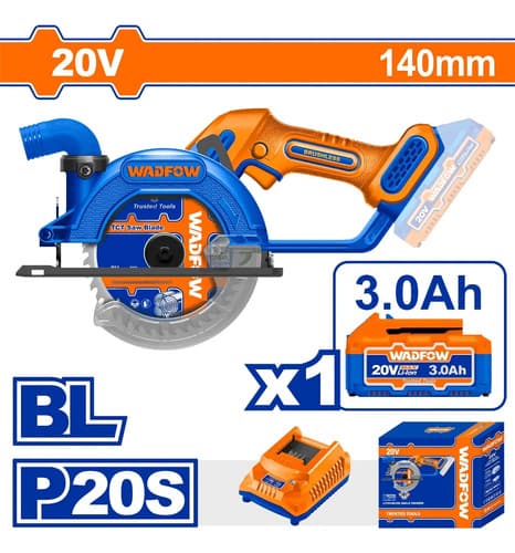 Sierra Circular Inalámbrica Wadfow Wlwp5631 Azul 140mm 50-60