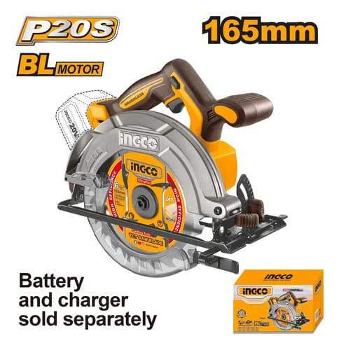 Sierra Circular A Bateria 20v Bateria P20s 165mm Brushless Motor Sin Carg Sin Bat Ingco Naranja