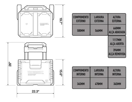 Kit Cajas Herramientas Modular Stacktech 3pcs Toughbuilt Negro