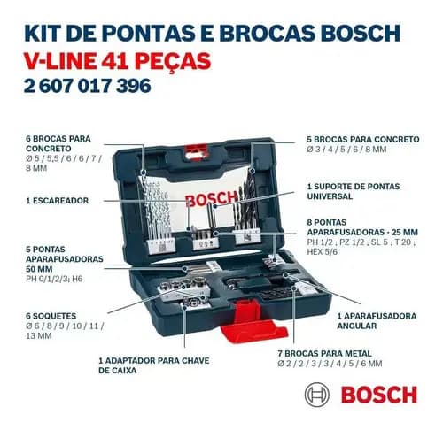 Kit De Herramientas Bosch V-line De 41 Unidades, Taladros Y Brocas, Color Azul