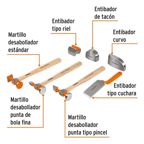 Juego 7 Piezas Martillos Y Entibadores Truper 100785