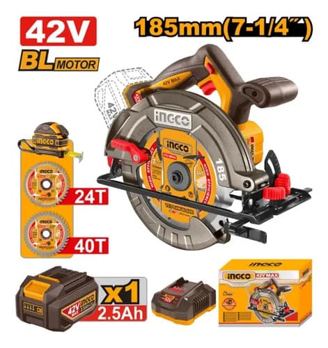 Sierra Circular A Bateria 42v Brushless 185mm C/ Bateria 2.5 Amarillo