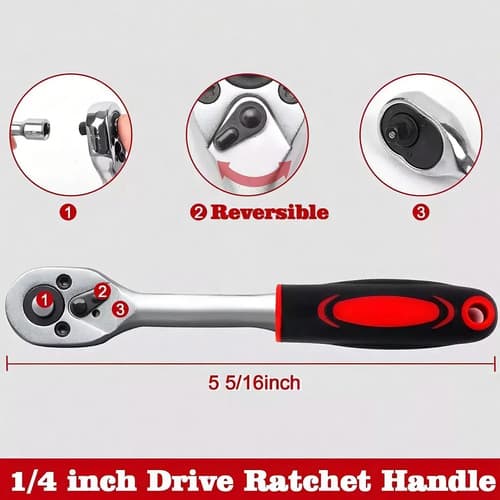 Juego Mecánico 46 Piezas Ipeleric Llave Trinquete 1/4 Ergonómico