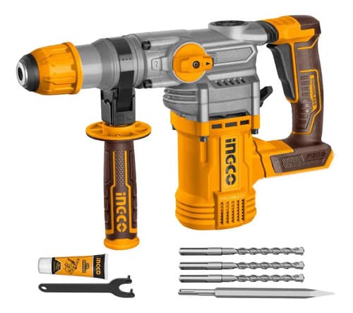 Rotomartillo Inalámbrico Ingco 20v 28mm 4.5j + Bat 4.0ah Y C Amarillo 20v
