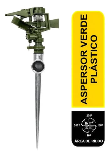 Aspersor Mecánico Pretul Con Estaca Para Riego De Jardín, 16 M De Alcance