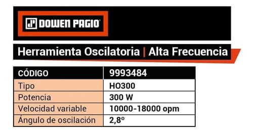 Herramienta Oscilatoria Alta Frecuencia Dowen Pagio 300 W Naranja 50hz