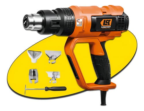 Pistola De Calor 2000w Lusqtoff 50o A 600oc + 4 Boquillas Naranja Y Negro