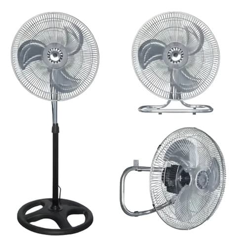 Ventilador 18 PuLG Pedestal Piso Pared 3 En 1 Aspas Metálica Estructura Plateado Aspas Metálico Diámetro 18   Frecuencia 60 Material De Las Aspas Metalico 45.72 Cm 60 Plateado Metálico 3
