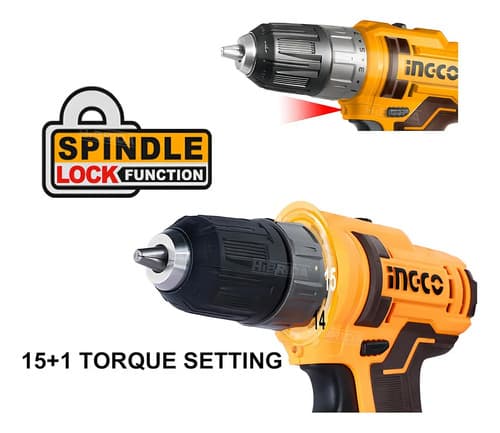 Taladro Atornillador Inalámbrico 20v Extensor Dado Puntas Color Marrón Frecuencia 60 Ingco Cdli200518 Hbrd-full-set