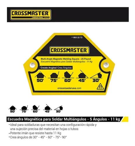 Escuadra Magnética Soldar 11kg 5 Angulos Crossmaster 9932272