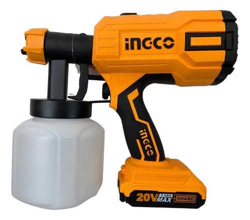 Pistola De Pintura Inalam. 20 V + Bateria + Cargador - Ingco Color Amarillo