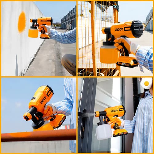 Pistola Para Pintar Inalámbrica Ingco Ucsgli20406 800ml Naranja