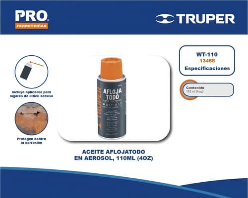 Aceite Aflojatodo En Aerosol, 110ml (4oz) 13468