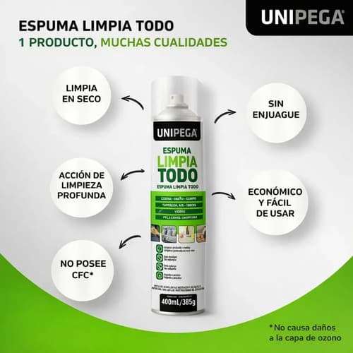 Limpiador En Espuma Limpia Todo Unipega 400ml