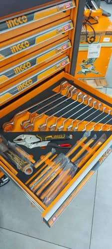 Gabinete Carro De Taller Con 328 Herramientas Ingco Naranja Claro