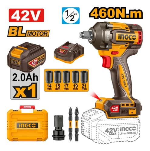 Llave De Impacto A Bateria 42v  C/bat, Cargador Ciwli42461 Naranja Claro