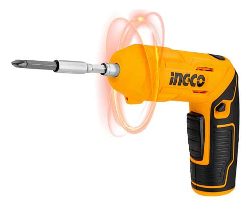 Atornillador Inalámbrico Ajustable Con Accesorios Ingco Naranja Claro