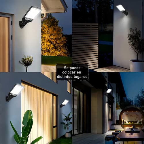 Luz Exterior Solar 65w Led Con Sensor De Movimiento Y Control Remoto Negro