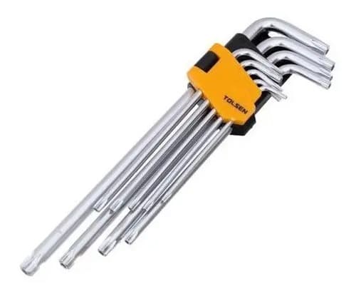 Juego Llaves Allen Torx Extra Largas 9 Pzas Tolsen 20057 Plateado