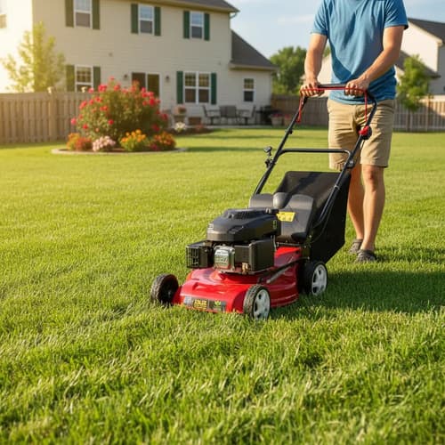 Cortadora De Cesped Con Bolsa 6hp, 7 Posiciones De Corte Rojo
