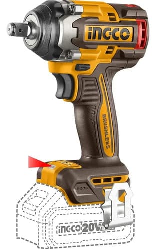 Combo Ingco Llave Impacto + Crique + Linterna + Accesorios Color Naranja Oscuro