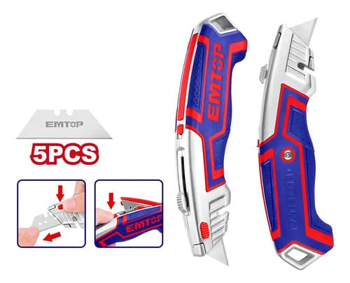 Cutter De Seguridad Emtop Esnkt6118 Color Plateado - 1 Unidad