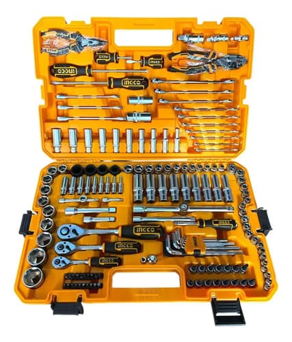Set Kit 156 Herramientas Maletin Ingco Cromo Vanadio Racing Naranja Claro