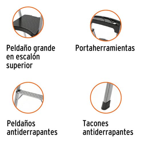 Escalera Tubular Plegable 4 Peldaños Aluminio 16765 Color No Aplica
