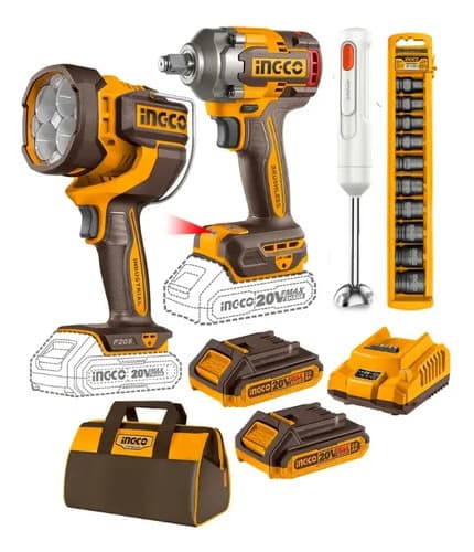 Valija Llave De Impacto 400nm + Lámpara + Batidora Ingco Amarillo