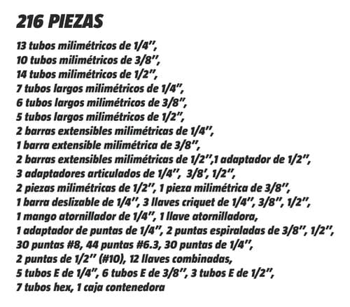 Kit Herramienta Tubos/puntas+llaves Kroner 216 Pza+gorro Color Verde Lima