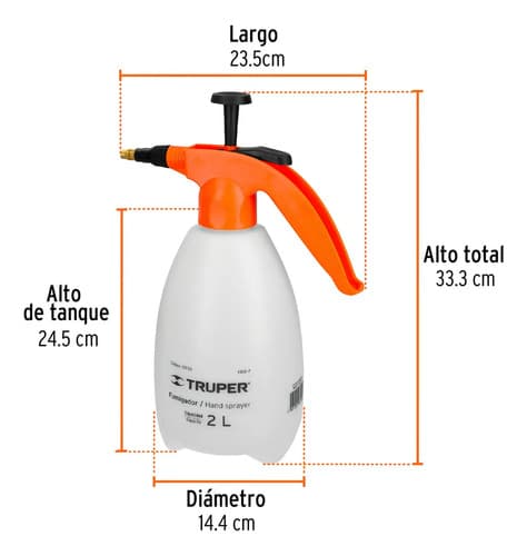 Truper Fumigador Aspersor Manual Fdo-2 2 Litros 10235 Blanco
