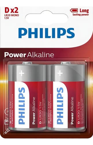 Pack X2 Pila Alcalina Philips Tamaño D.