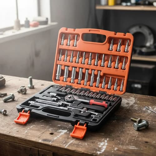 Caja Herramientas Set Kit Juego Dados Chicharra Llaves Corona 53 Piezas Tecnopro