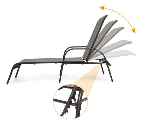 Reposera Tushop Gris Oscuro 6 Posiciones Acero Textilina Exterior