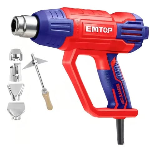 Pistola De Calor 2000w Con Accesorios Emtop Color Rojo